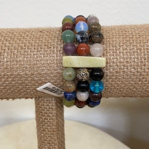 Genuine Multi Gem Bead Elastic Bracelet